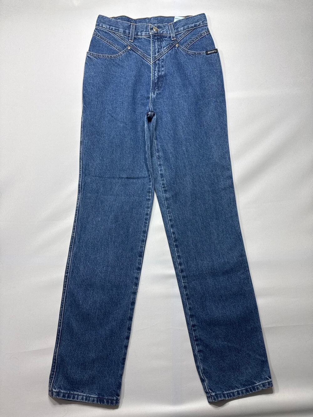 Vintage Rockies Women's Straight Leg Western Blue Jeans -‎ Size 7 Reg (27x32.5)